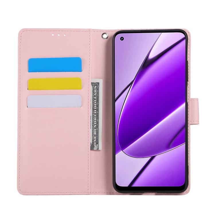 For Realme 11 4G Global Rose Flower Embossed 3-Card Slots Leather Phone Case