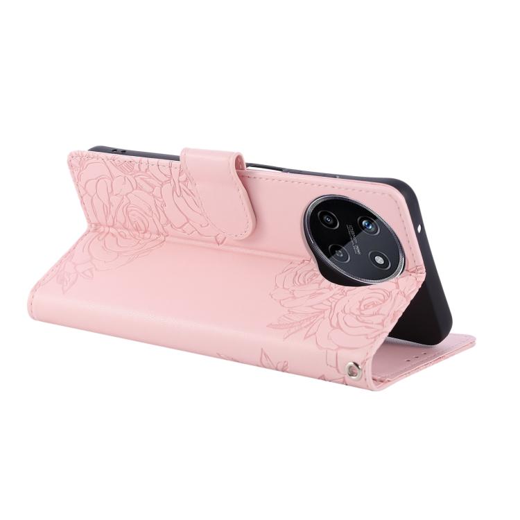 For Realme 11 4G Global Rose Flower Embossed 3-Card Slots Leather Phone Case