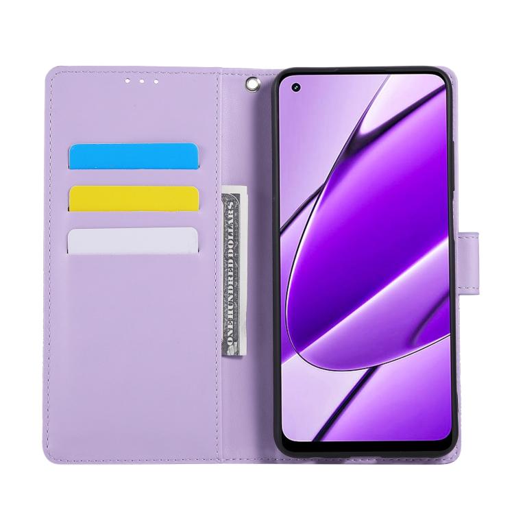 For Realme 11 4G Global Rose Flower Embossed 3-Card Slots Leather Phone Case