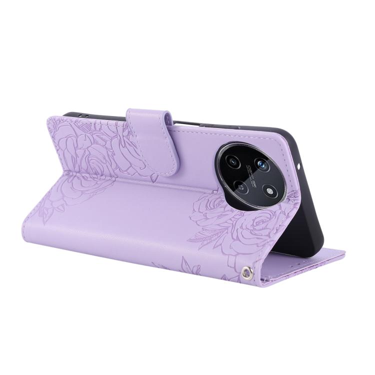 For Realme 11 4G Global Rose Flower Embossed 3-Card Slots Leather Phone Case