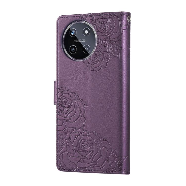 For Realme 11 4G Global Rose Flower Embossed 3-Card Slots Leather Phone Case