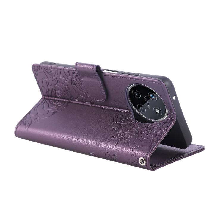 For Realme 11 4G Global Rose Flower Embossed 3-Card Slots Leather Phone Case