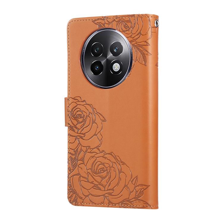 For Realme 13+ 5G Global Rose Flower Embossed 3-Card Slots Leather Phone Case