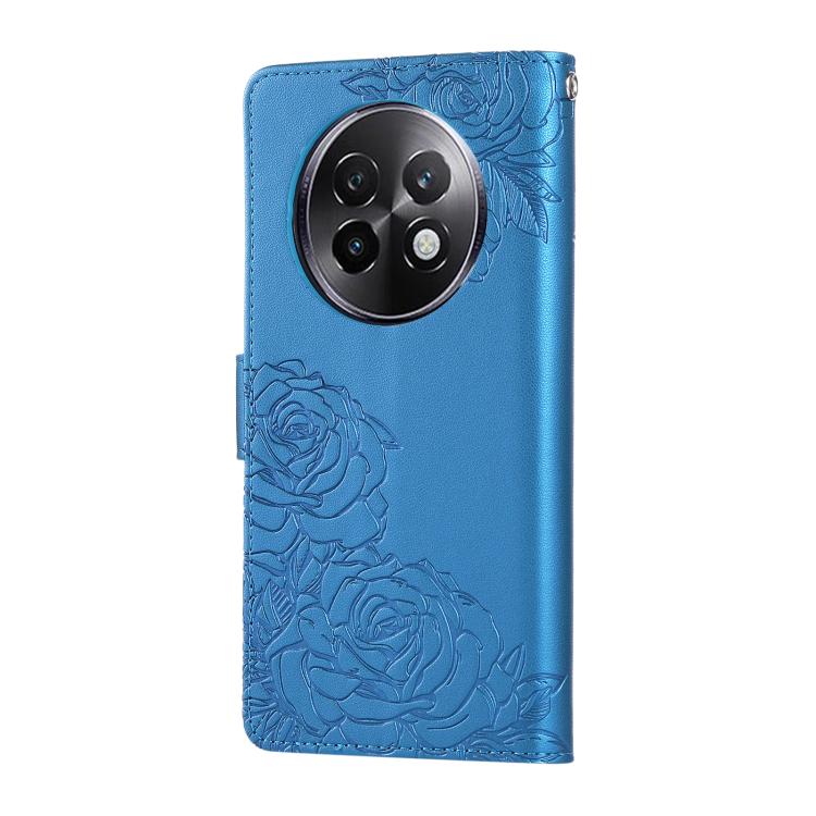For Realme 13+ 5G Global Rose Flower Embossed 3-Card Slots Leather Phone Case