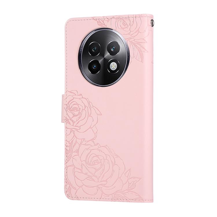 For Realme 13+ 5G Global Rose Flower Embossed 3-Card Slots Leather Phone Case