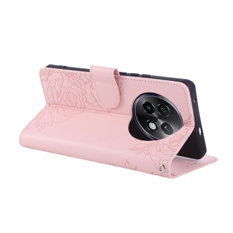 For Realme 13+ 5G Global Rose Flower Embossed 3-Card Slots Leather Phone Case