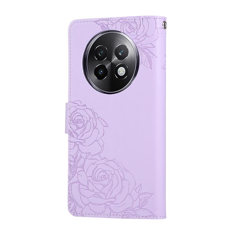 For Realme 13+ 5G Global Rose Flower Embossed 3-Card Slots Leather Phone Case