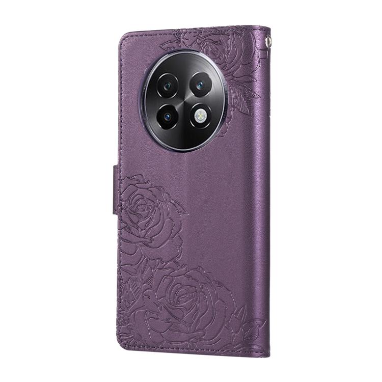For Realme 13+ 5G Global Rose Flower Embossed 3-Card Slots Leather Phone Case