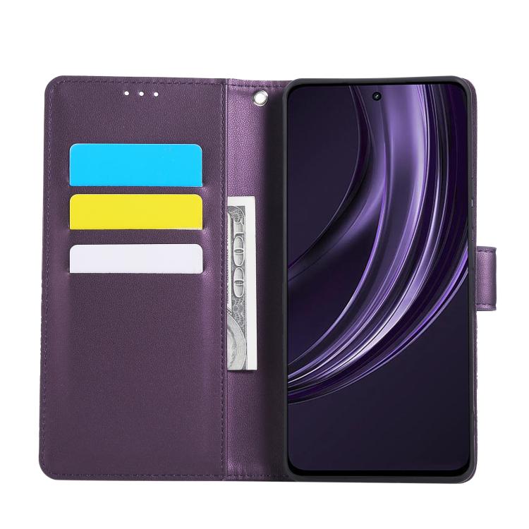 For Realme 13+ 5G Global Rose Flower Embossed 3-Card Slots Leather Phone Case