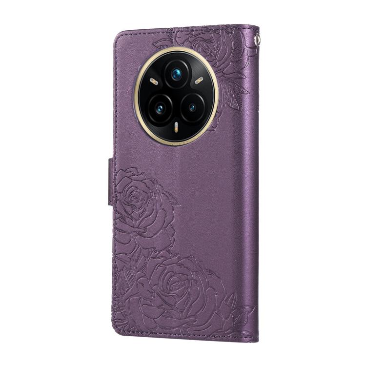 For Realme 14 Pro+ 5G Global Rose Flower Embossed 3-Card Slots Leather Phone Case