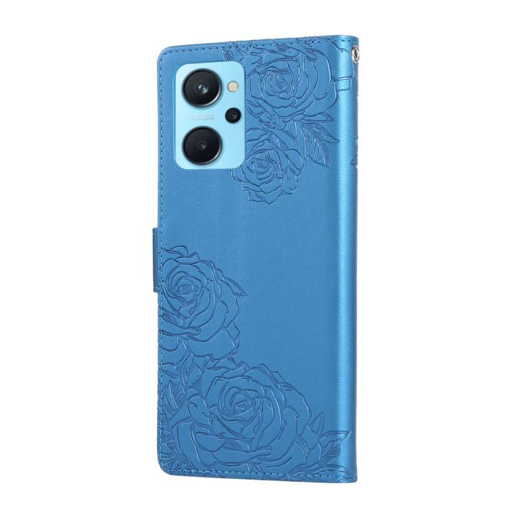 For Realme 9i 4G Rose Flower Embossed 3-Card Slots Leather Phone Case