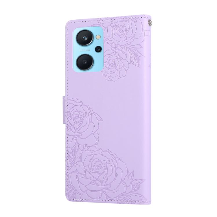 For Realme 9i 4G Rose Flower Embossed 3-Card Slots Leather Phone Case