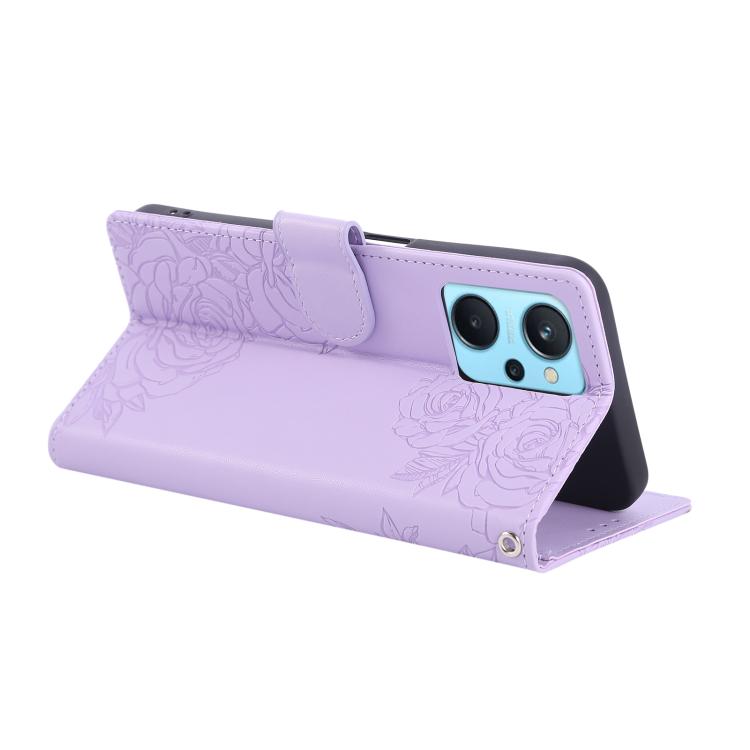 For Realme 9i 4G Rose Flower Embossed 3-Card Slots Leather Phone Case