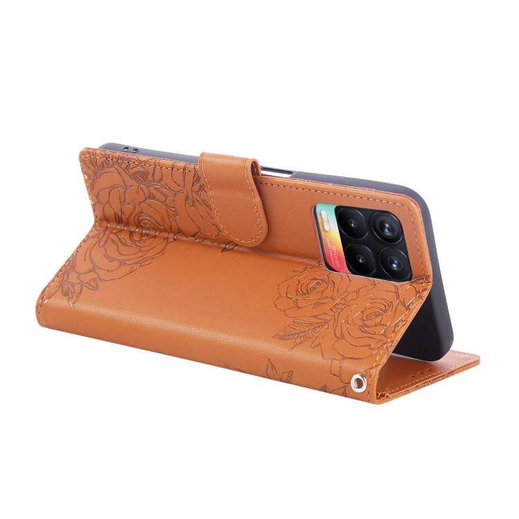 For Realme 8 4G Rose Flower Embossed 3-Card Slots Leather Phone Case