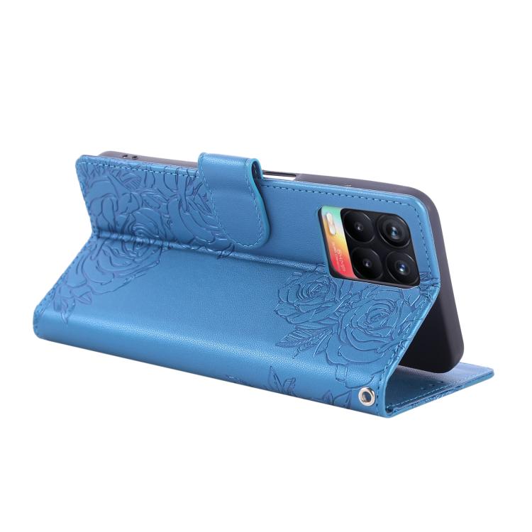 For Realme 8 4G Rose Flower Embossed 3-Card Slots Leather Phone Case