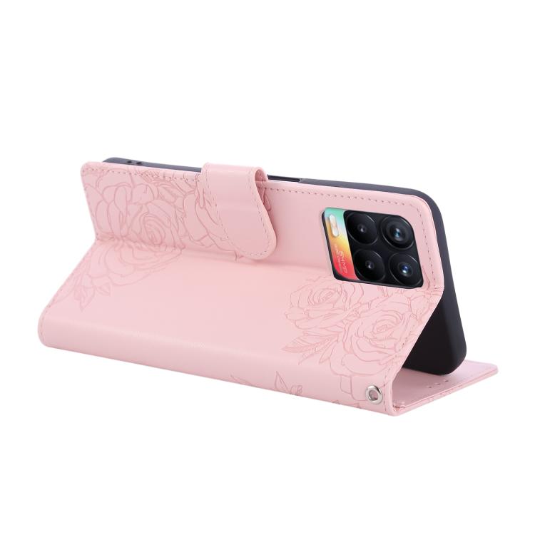 For Realme 8 4G Rose Flower Embossed 3-Card Slots Leather Phone Case