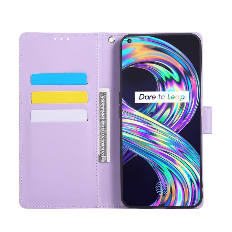 For Realme 8 4G Rose Flower Embossed 3-Card Slots Leather Phone Case