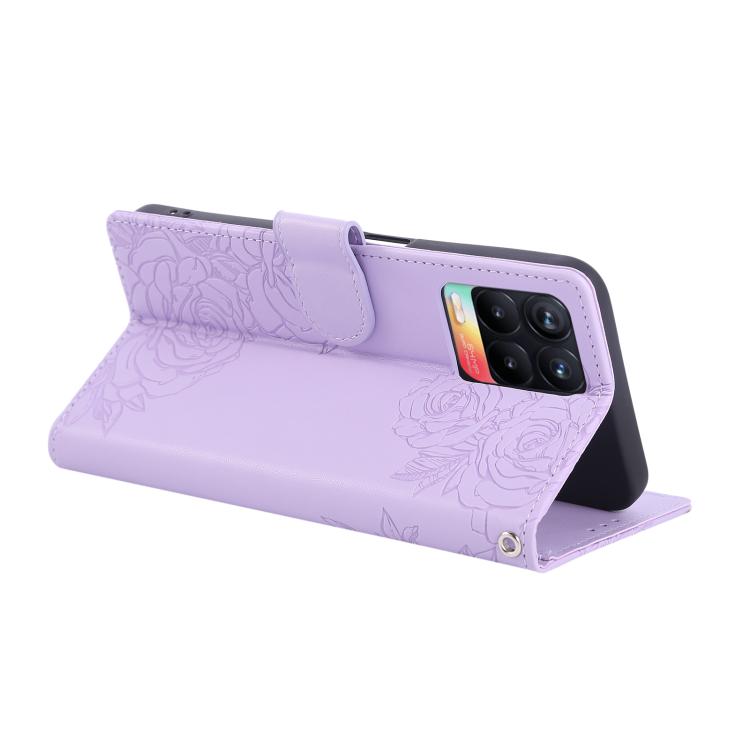 For Realme 8 4G Rose Flower Embossed 3-Card Slots Leather Phone Case