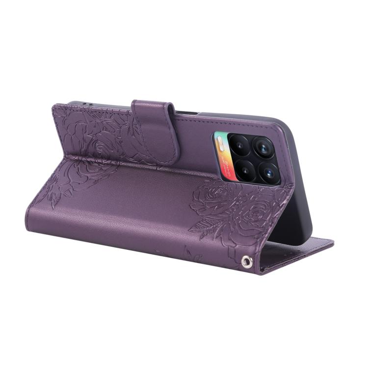 For Realme 8 4G Rose Flower Embossed 3-Card Slots Leather Phone Case