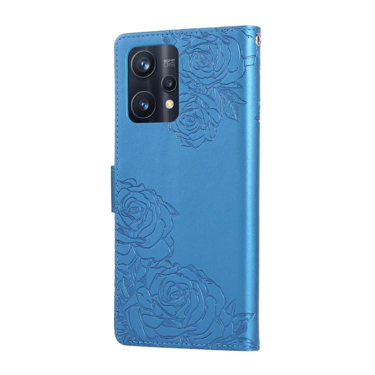 For Realme 9 Pro Rose Flower Embossed 3-Card Slots Leather Phone Case