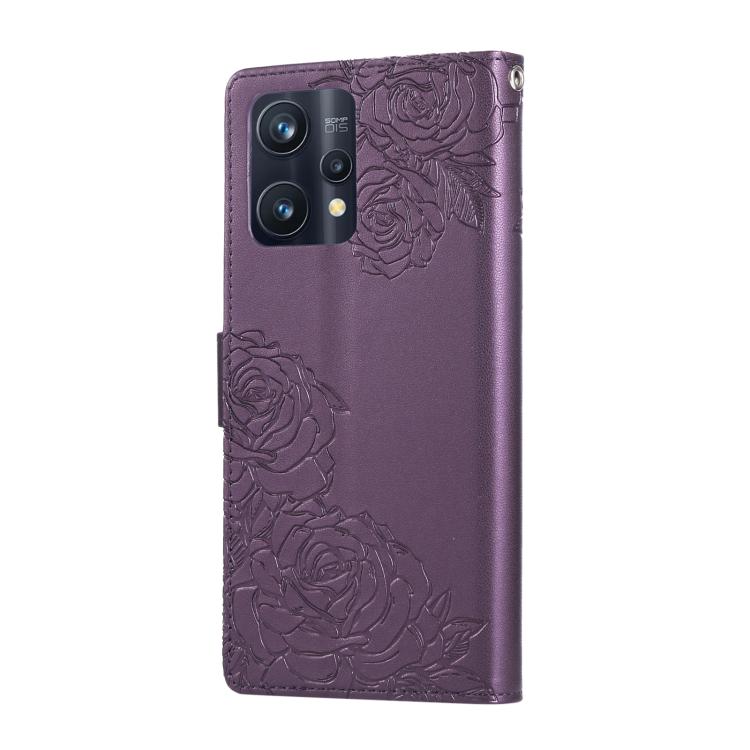 For Realme 9 Pro Rose Flower Embossed 3-Card Slots Leather Phone Case