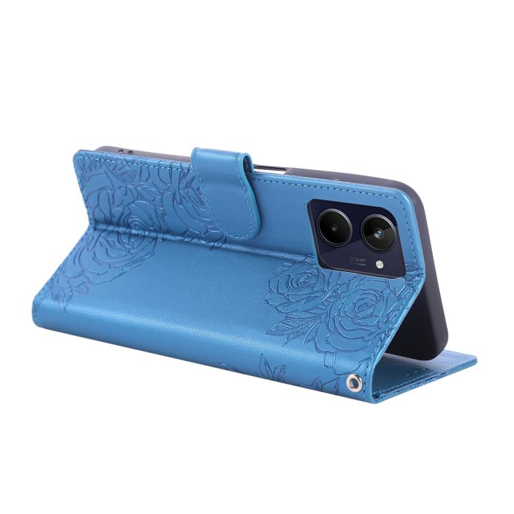 For Realme 10 4G Rose Flower Embossed 3-Card Slots Leather Phone Case