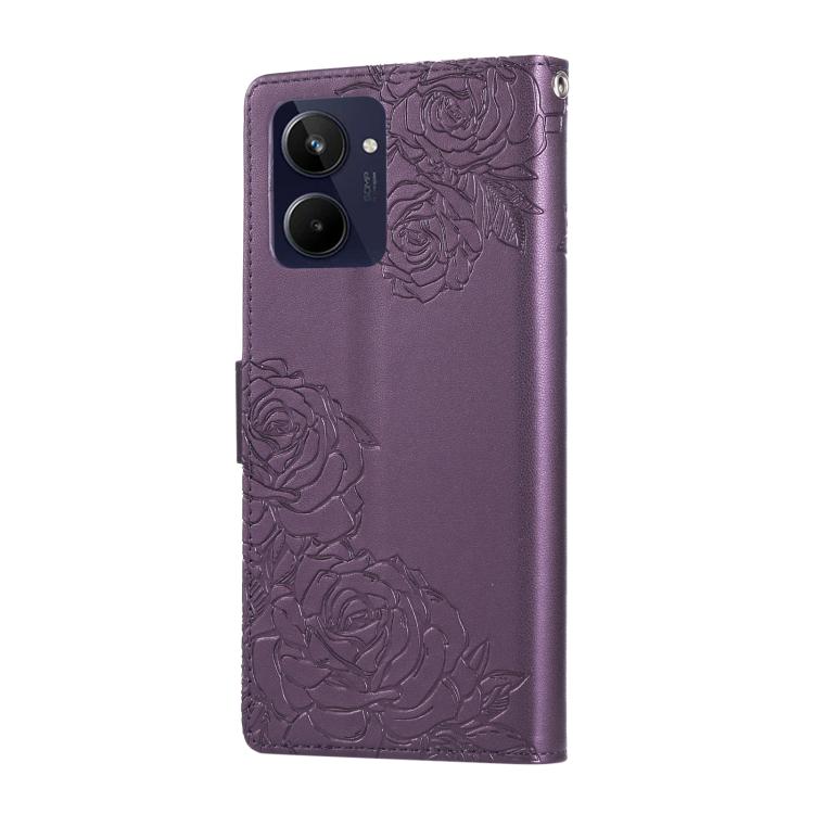 For Realme 10 4G Rose Flower Embossed 3-Card Slots Leather Phone Case