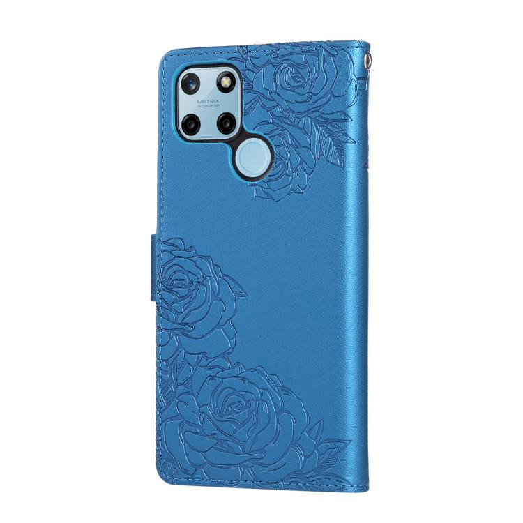 For Realme C25Y Rose Flower Embossed 3-Card Slots Leather Phone Case