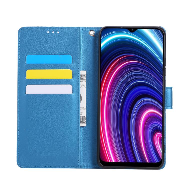 For Realme C25Y Rose Flower Embossed 3-Card Slots Leather Phone Case