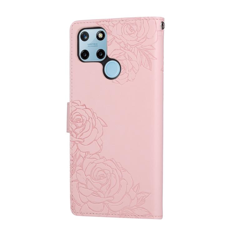 For Realme C25Y Rose Flower Embossed 3-Card Slots Leather Phone Case