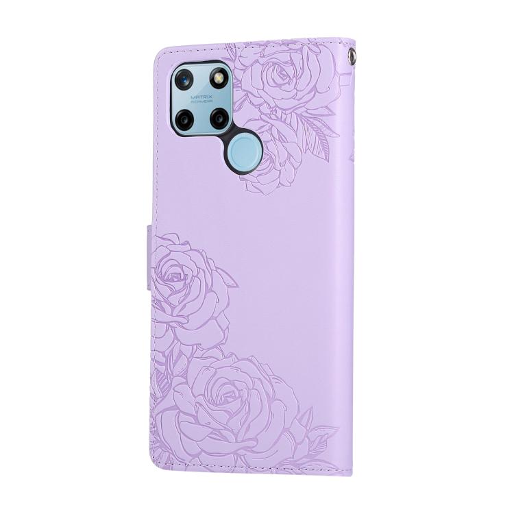 For Realme C25Y Rose Flower Embossed 3-Card Slots Leather Phone Case