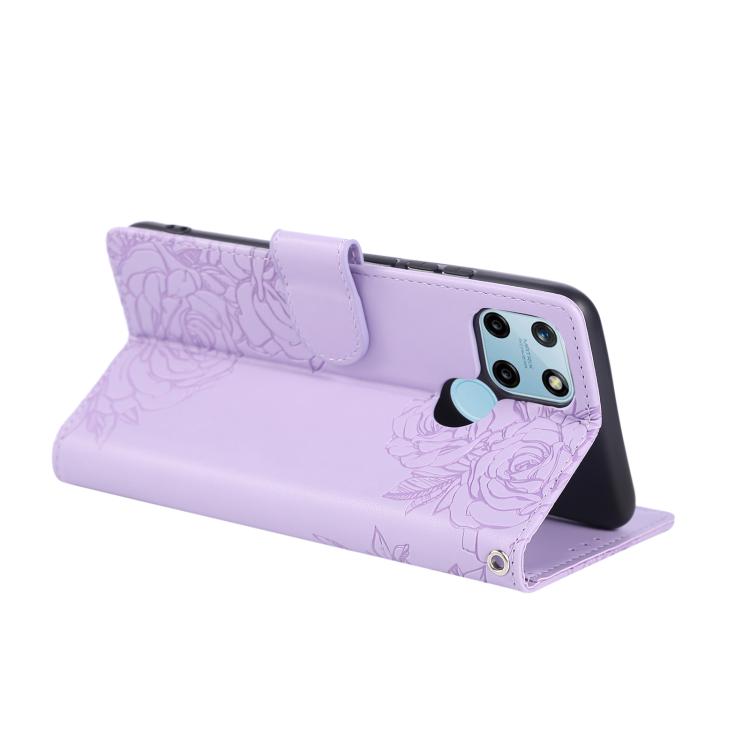 For Realme C25Y Rose Flower Embossed 3-Card Slots Leather Phone Case