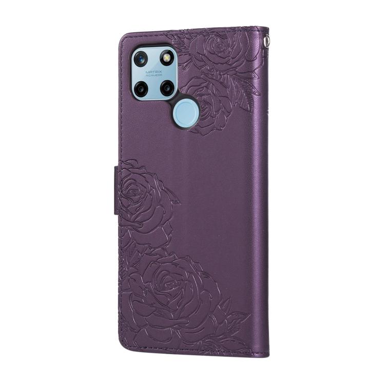 For Realme C25Y Rose Flower Embossed 3-Card Slots Leather Phone Case