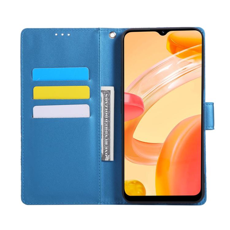 For Realme C30 4G Rose Flower Embossed 3-Card Slots Leather Phone Case
