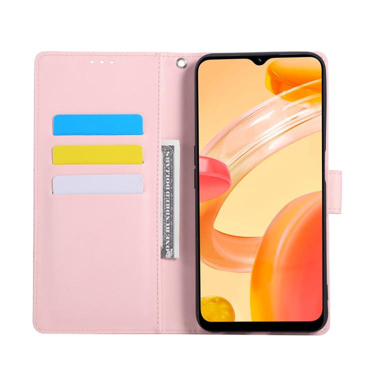 For Realme C30 4G Rose Flower Embossed 3-Card Slots Leather Phone Case