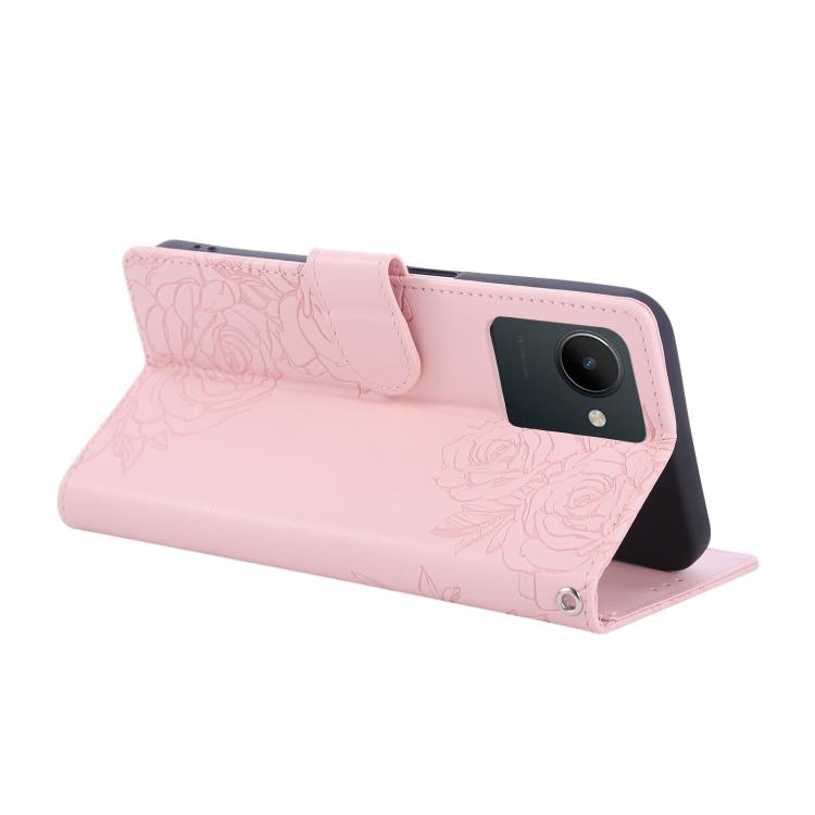 For Realme C30 4G Rose Flower Embossed 3-Card Slots Leather Phone Case