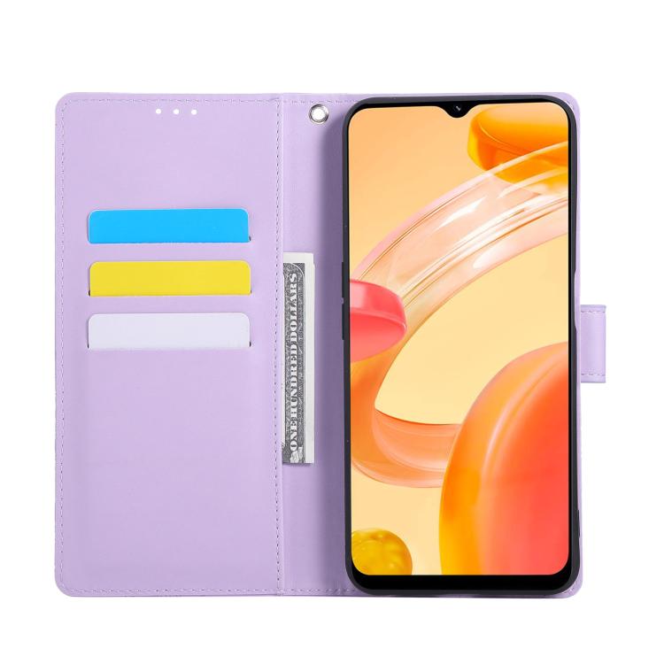 For Realme C30 4G Rose Flower Embossed 3-Card Slots Leather Phone Case