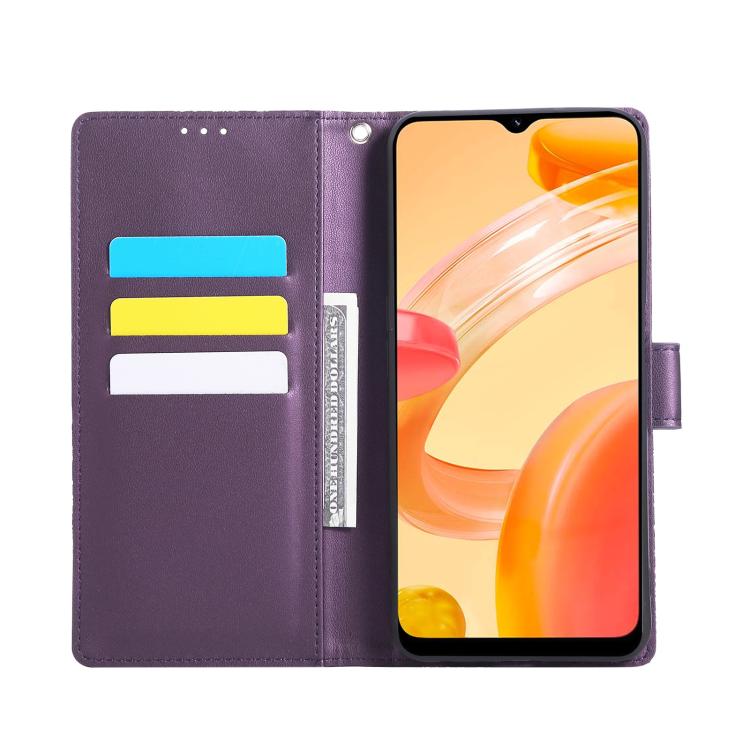 For Realme C30 4G Rose Flower Embossed 3-Card Slots Leather Phone Case