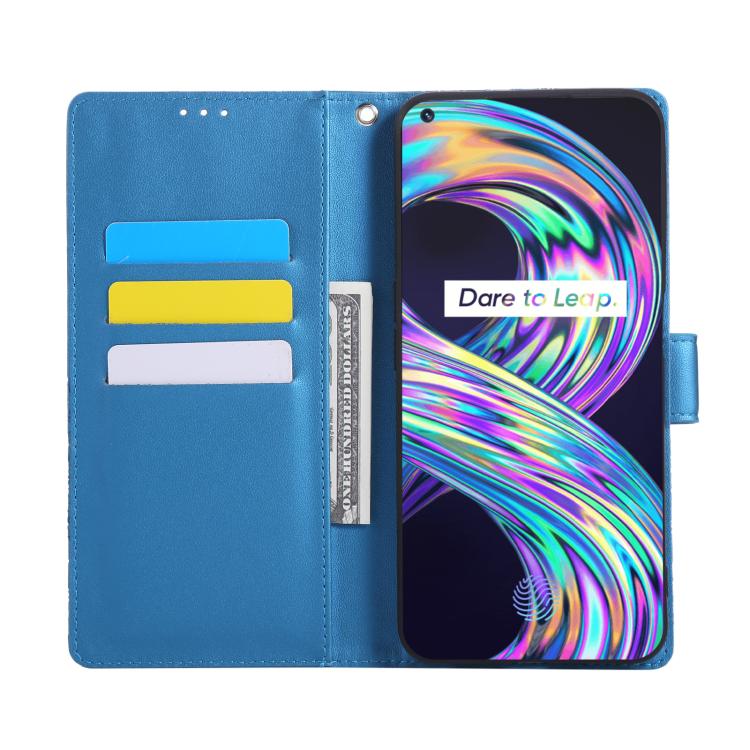 For Realme 8i Rose Flower Embossed 3-Card Slots Leather Phone Case