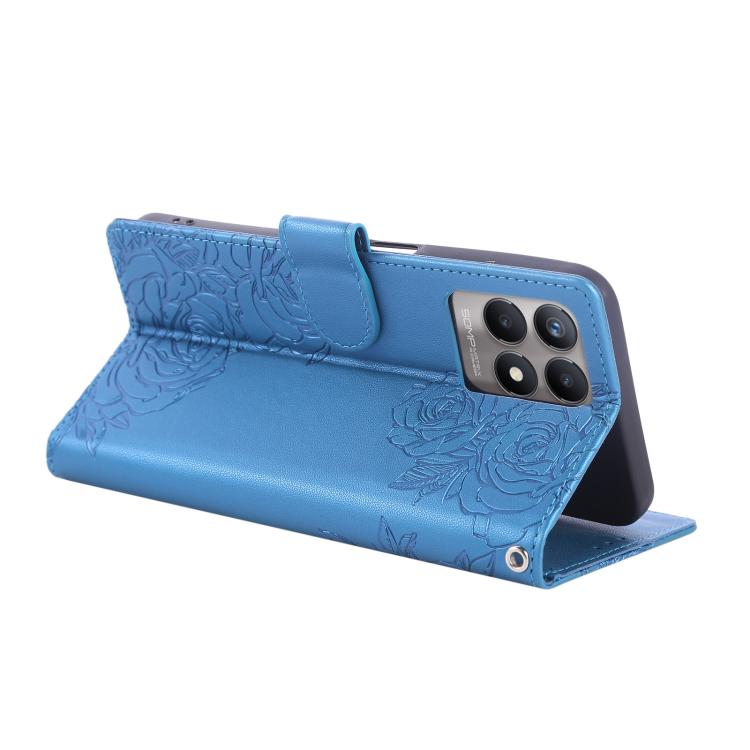 For Realme 8i Rose Flower Embossed 3-Card Slots Leather Phone Case