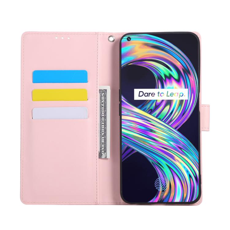 For Realme 8i Rose Flower Embossed 3-Card Slots Leather Phone Case
