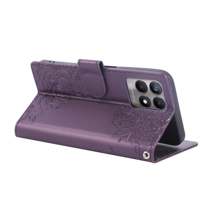 For Realme 8i Rose Flower Embossed 3-Card Slots Leather Phone Case