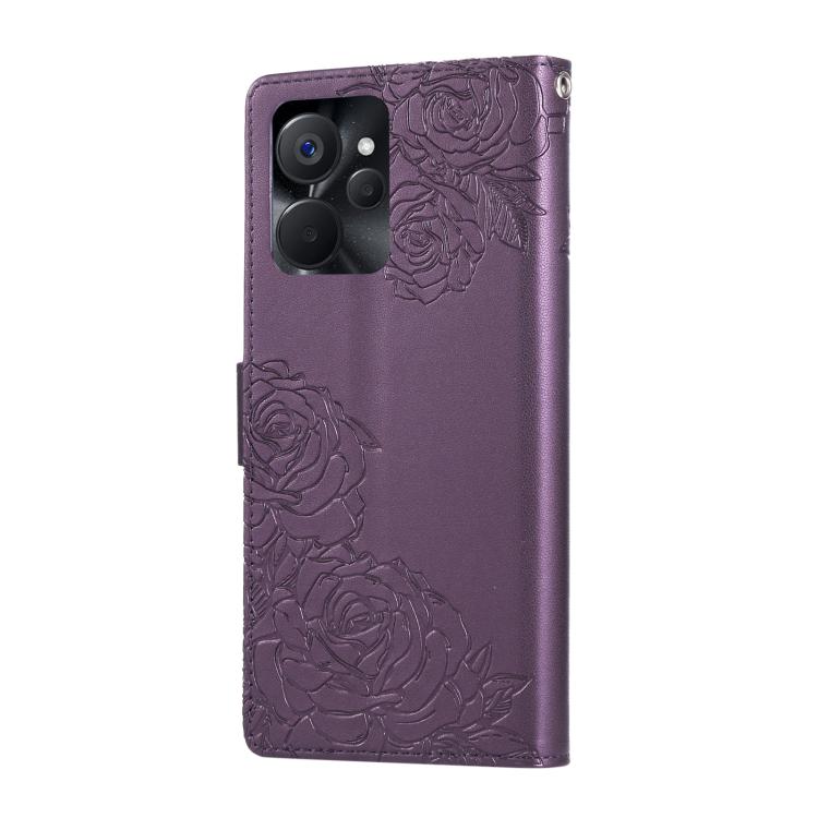 For Realme 9i 5G Rose Flower Embossed 3-Card Slots Leather Phone Case