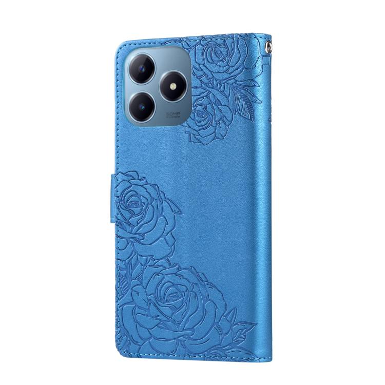 For Realme C63 4G Global Rose Flower Embossed 3-Card Slots Leather Phone Case