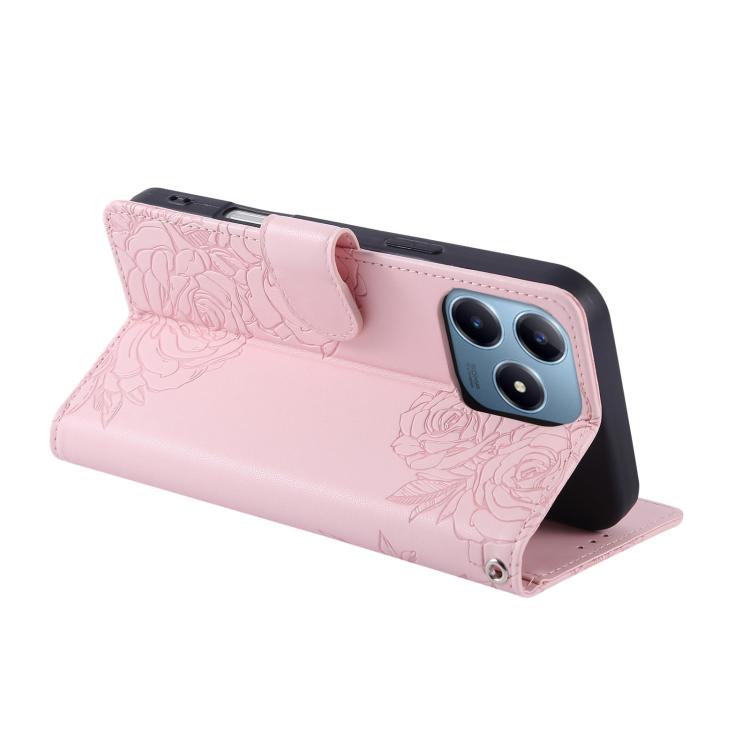 For Realme C63 4G Global Rose Flower Embossed 3-Card Slots Leather Phone Case
