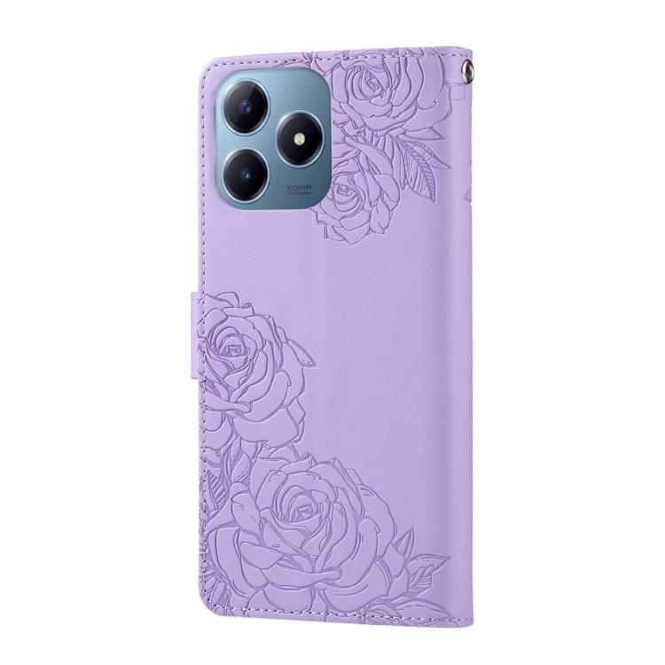 For Realme C63 4G Global Rose Flower Embossed 3-Card Slots Leather Phone Case
