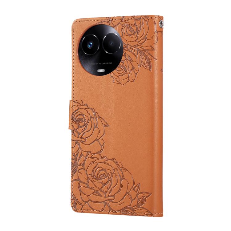 For Realme 11 5G / C67 5G Rose Flower Embossed 3-Card Slots Leather Phone Case