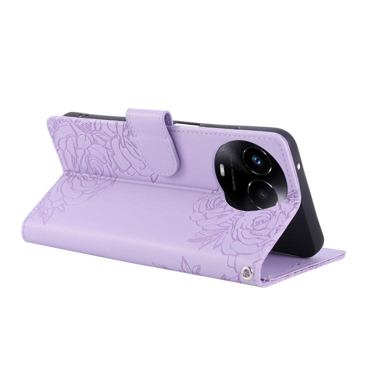 For Realme 11 5G / C67 5G Rose Flower Embossed 3-Card Slots Leather Phone Case