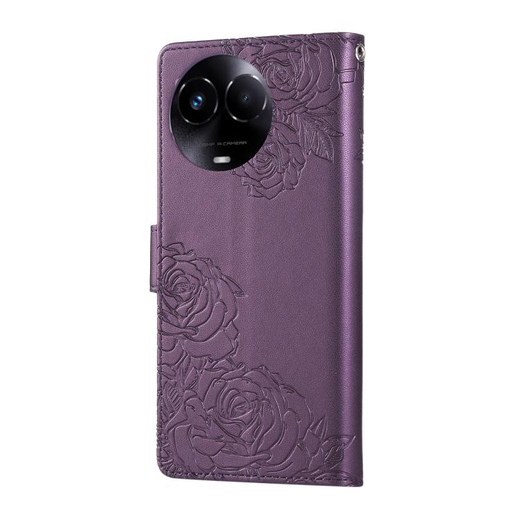 For Realme 11 5G / C67 5G Rose Flower Embossed 3-Card Slots Leather Phone Case