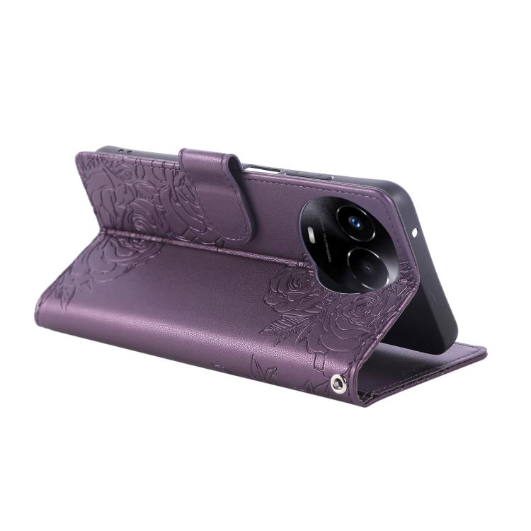 For Realme 11 5G / C67 5G Rose Flower Embossed 3-Card Slots Leather Phone Case